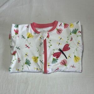 Tuffy - Charming White and Pink Onesie Sleeper w/ dragon fly design